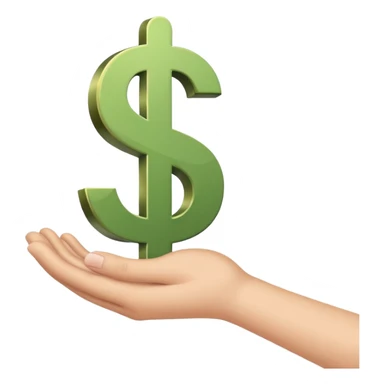 hand holding dollar sign sticker