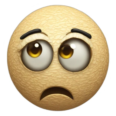 3d sphere with a cartoon pensive skin texture with big kind eyes sticker