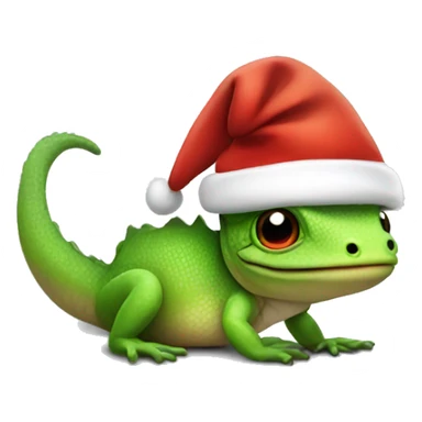 Cute lizard with a Santa hat on sticker
