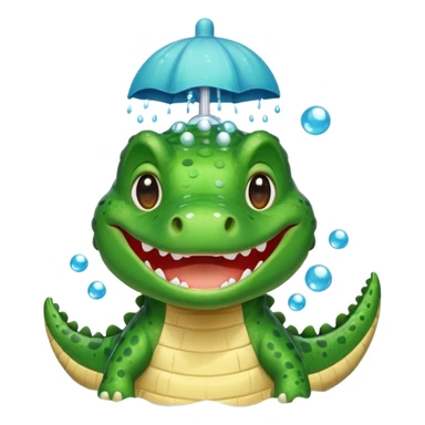 Cute crocodile is showing under the shower like game Where's my water sticker