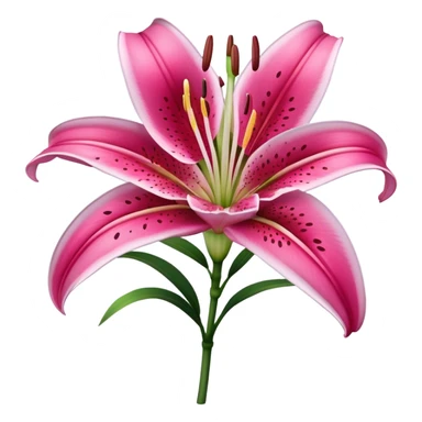 single Deep Pink Oriental Lily with White Edge, straight stem sticker