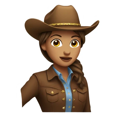 Brown hair cowgirl on horse sticker