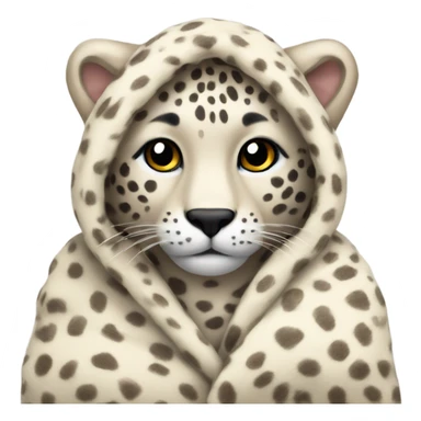 snow leapord cozy in beige blanket  sticker