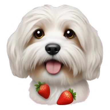 realistic havanese puppy strawberry close-up sticker