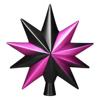 Realistic isolated black and pink metallic star christmas tree topper. sticker