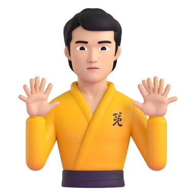 Bruce Lee with correct face proportions and head shape, upper body sticker