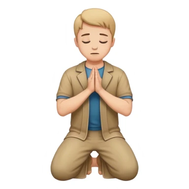 a white man kneeling with hands in prayer  sticker