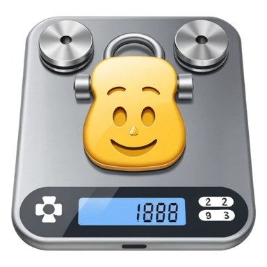 a grey weighing machine sticker