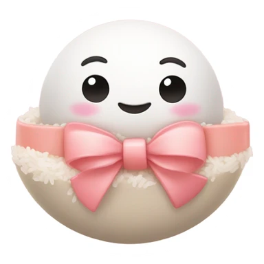 Pink bow rice ball with blush and a lil cute shrimp with a bow sticker