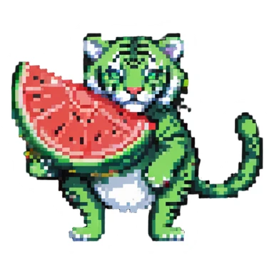green tiger with the body of a watermelon sticker