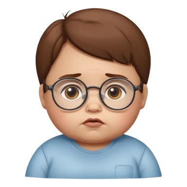 Sad Fat baby with glasses and brown hair sticker