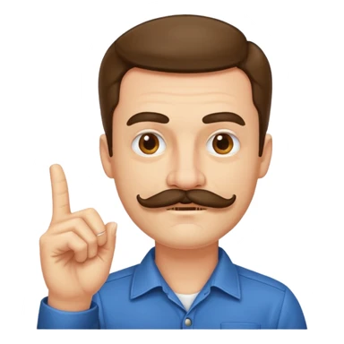 un uomo baffuto spocchioso con il dito alzato e con sguardo compiaciuto da chi la sa lunga sticker