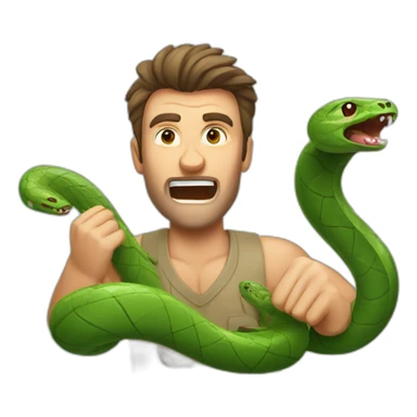 australian man fighting snake sticker