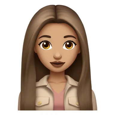 Albania girl, clean girl look, light skin, long eye lashes, pink beige volume lips, brown eyes, long brown ombre straight hair,  sticker