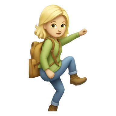 Blonde girl climbing up stairs sticker