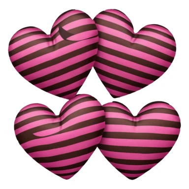 pink and dark brown striped hearts  sticker