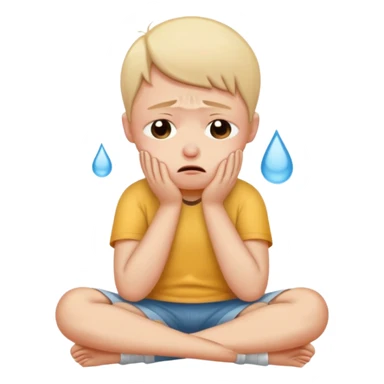 A very short person sitting and crying  sticker