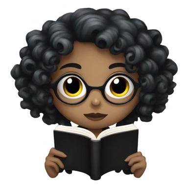 goth girl with curly hair reading a book sticker
