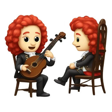 Antonio Vivaldi composer Red wig old chibi sitting chair banjo sticker