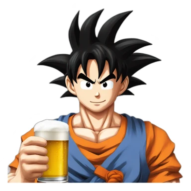 Son goku buvant un biere sticker