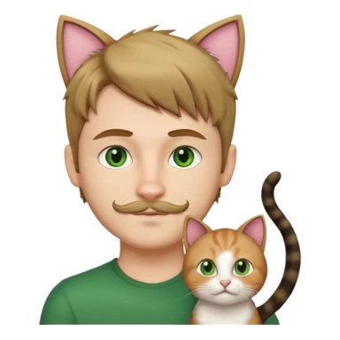 white boy with cat tail with little facial hair and cat ears sticker