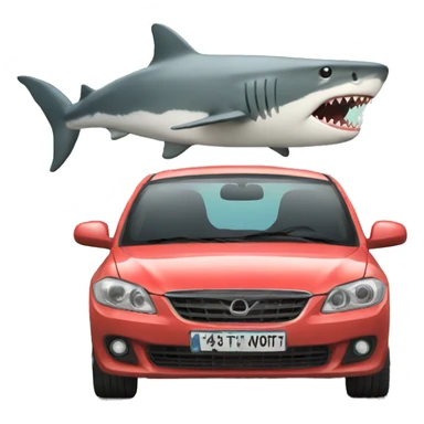Car with a shark driving sticker