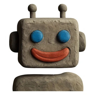 claymation style smiling robot face sticker