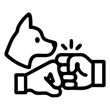 stylized icon of a dog and human fist bump, minimal, modern sticker