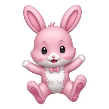 Exited pink bunny, kawaii chibi fluffy ears and body jumping of excitement  sticker