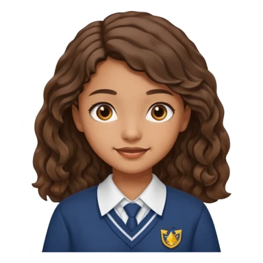 Quiero a una persona morena no tan morena , que sea una adolescente , que lleve uniforme escolar , con un pelo ondulado pero que sea negro castaño,pero no regido , pero que tenga una sonrisa suave, pero que este con un fondo blanco. sticker