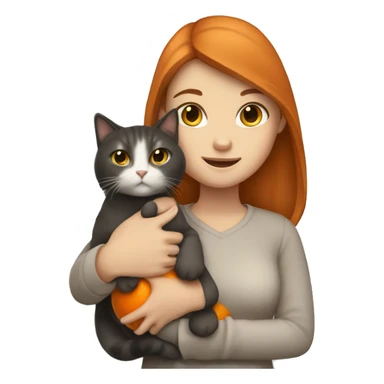 white brunette girl holding orange cat sticker