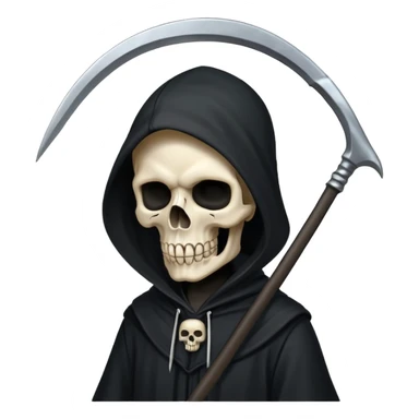 zoomed black hood skull big scythe sticker