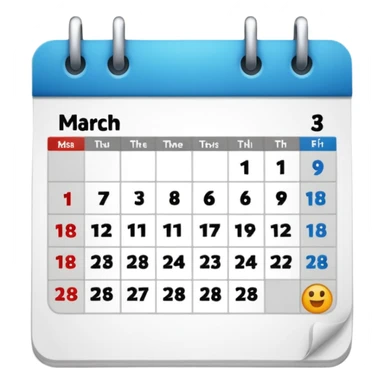 muestrame una fecha de calendario con la fecha "3 de marzo" sticker