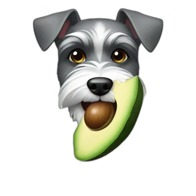 funny Zwergschnauzer with a toy of avocado in his mouth sticker