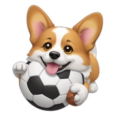 A corgi playing with the ball sticker