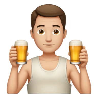 Emoji beauf avec un coupe de cheveux mulet accentué, un ventre vraiment rond, un débardeur et une bière dans la main sticker