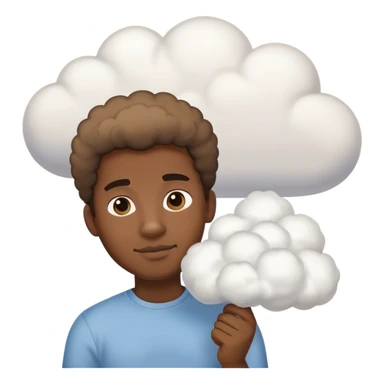 Black man holding a fluffy cloud sticker