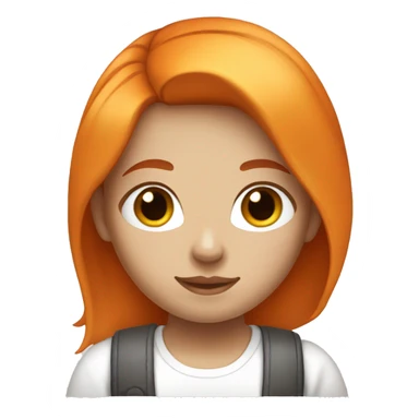 girl with orange hair, long hair, white shirt and white skin sticker
