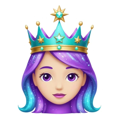 glitter Feeling purple cian crown shine star sticker