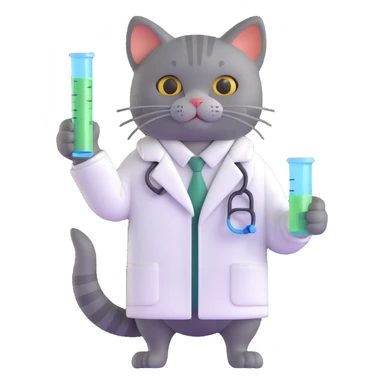 cat scientist holding a test tube sticker