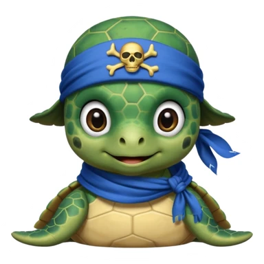 cute sea turtle wearing a blue pirate scarf sticker