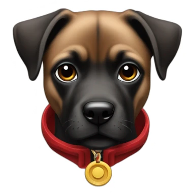 perra negra contenta con collar rojo sticker