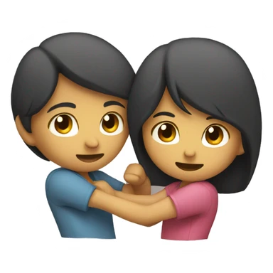 boy and girl play fighting sticker