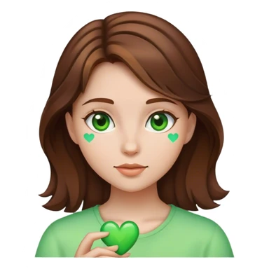 girl with Brown hair and green Heart sticker