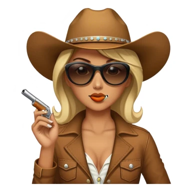 Cowgirl wearing sunglasses, smoking a cigarette, and holding a gun  sticker