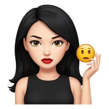 “Emoji girl, femme fatale, black hair. megan fox vibes black dress sticker