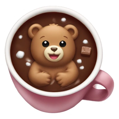 Baby bear inside of a cup of hot cocoa. Burgundy colored cup.  sticker
