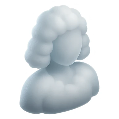 person, shoulder length, made of white fluffy convex clouds, no shadows, straight, matte glass style sticker