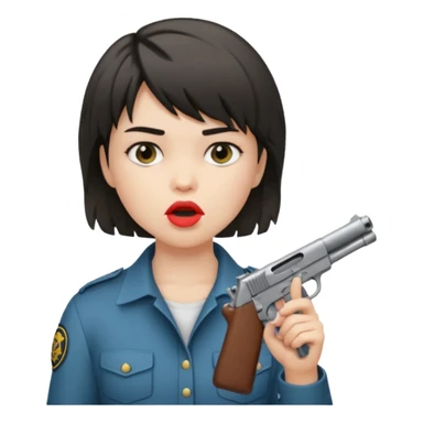 short hair girl with mullet putting gun in her mouth sticker