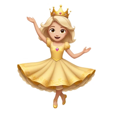 Cinematic Playful Aurora Portrait Emoji, Spinning in her dress, arms gracefully extended, eyes filled with laughter, exuding joy and charm, a princess dancing through her dreams! sticker